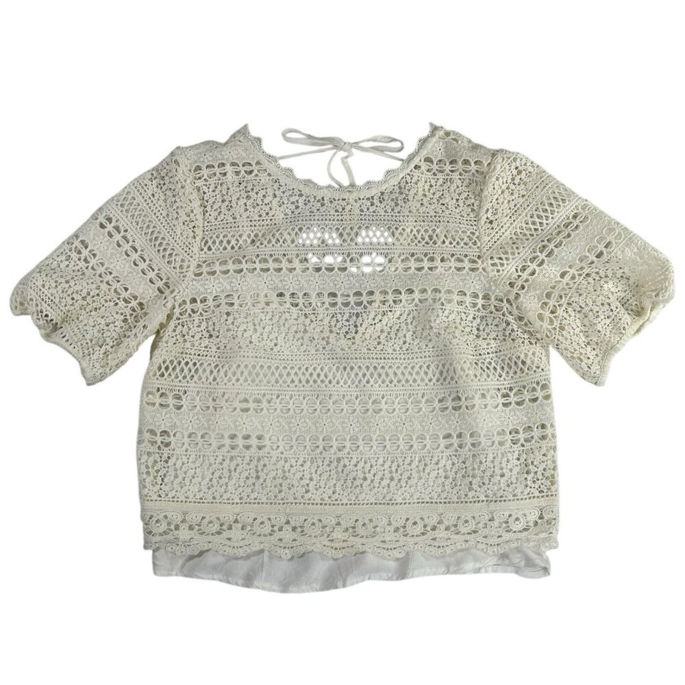 Abercrombie and Fitch Crop Top Crochet Embroidered Festival Grunge Hippie Boho